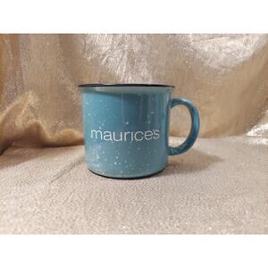 Maurices Clothing Store Enameled Ceramic Mug Blue Speckled Coffee Cup